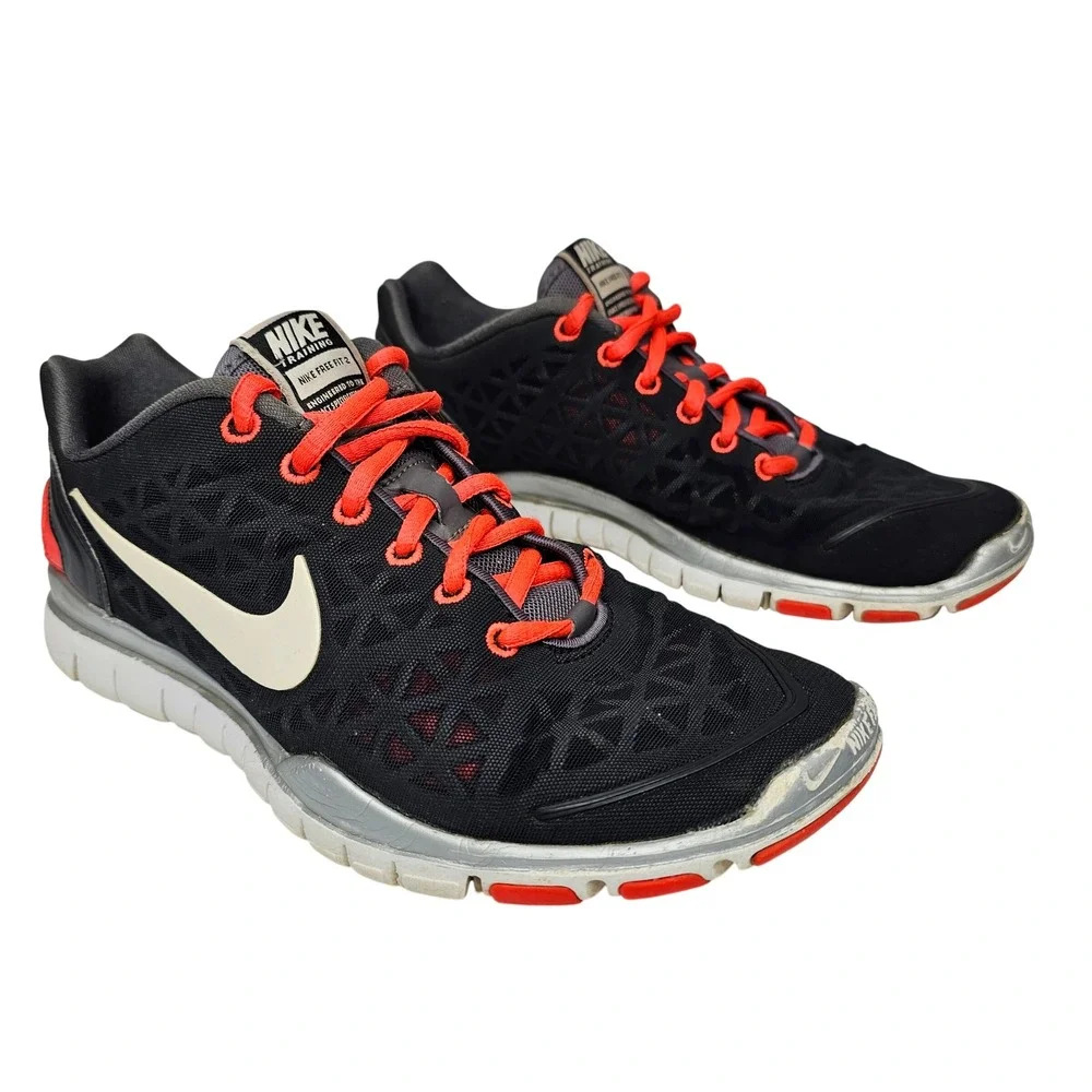 Nike Free Fit 2 Womens 7.5 Black Orange Training Shoes Sneakers 443964-010